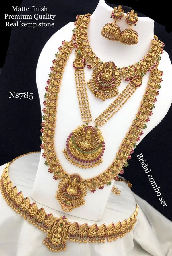 Antique Matte Finish Bridal Combo Set – nacklace.shop