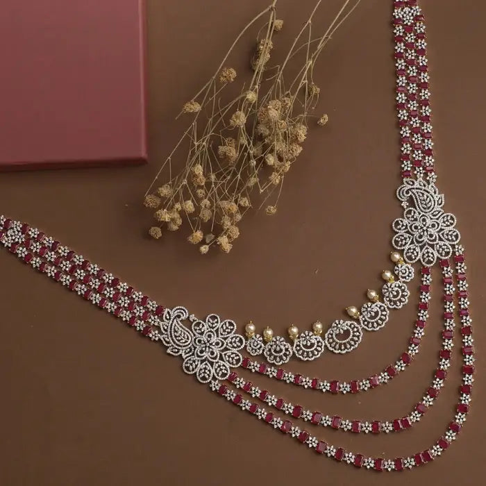 Elegant Ruby & Diamond Floral Layered Necklace – nacklace.shop