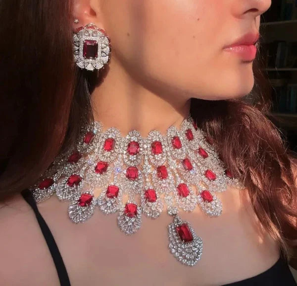 Luxury Ruby & Diamond Choker Necklace Set – nacklace.shop