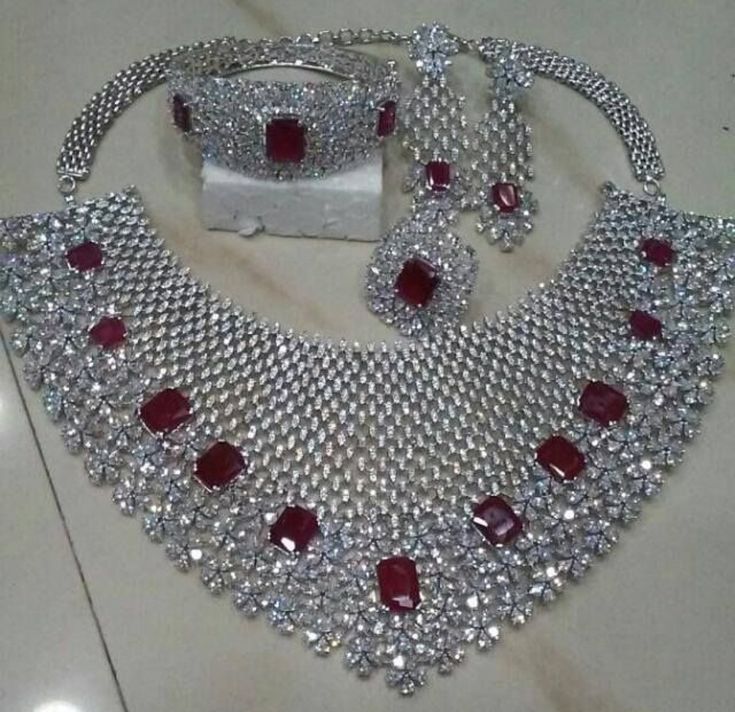 Royal Ruby & Diamond Bridal Necklace Set – nacklace.shop
