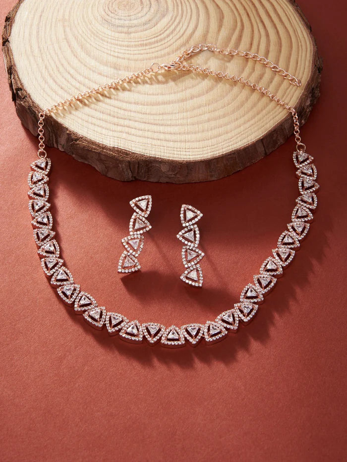 Elegant Triangular Diamond Necklace Set – nacklace.shop