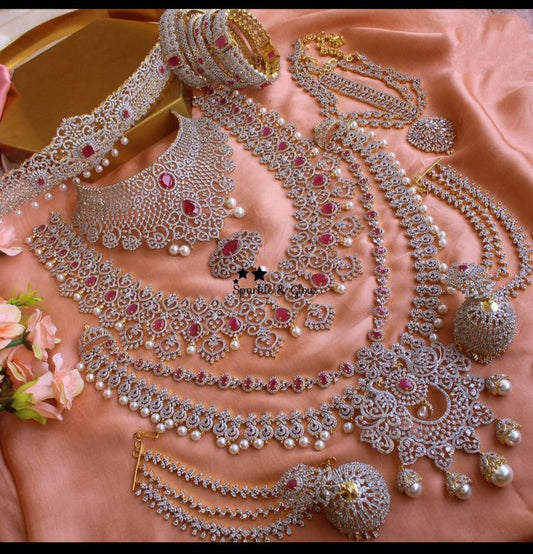 Bridal CZ Ruby Stone Imitation Jewelry Set – Complete Wedding Collection by Nacklace.shop