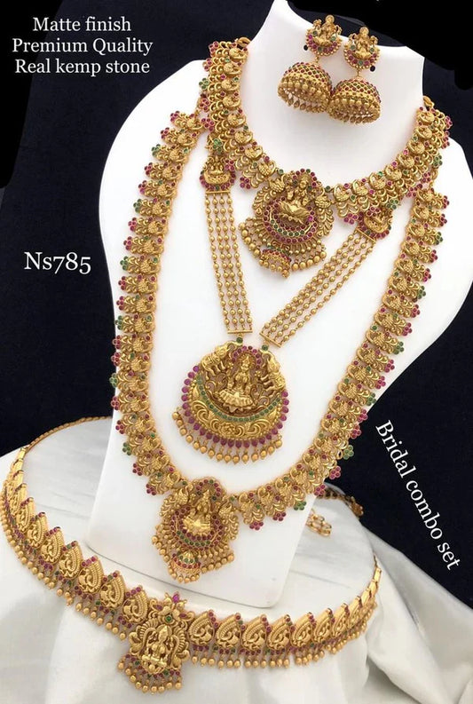 Antique Matte Finish Bridal Combo Set – nacklace.shop