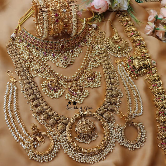 Royal Temple Bridal Jewelry Set with Pearl Detailing – nacklace.shop