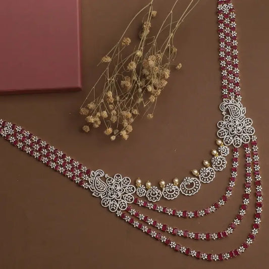 Elegant Ruby & Diamond Floral Layered Necklace – nacklace.shop