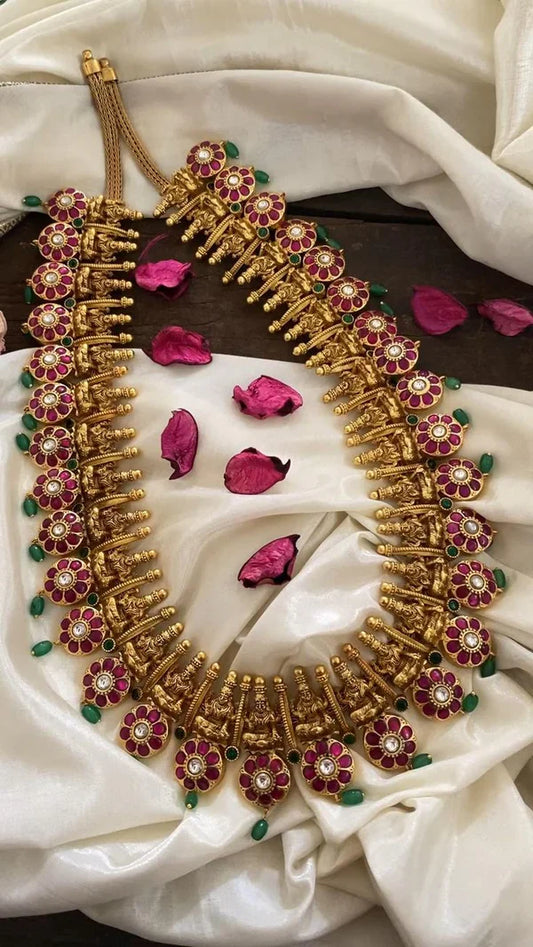 Temple Lakshmi Ruby & Emerald Antique Necklace – nacklace.shop
