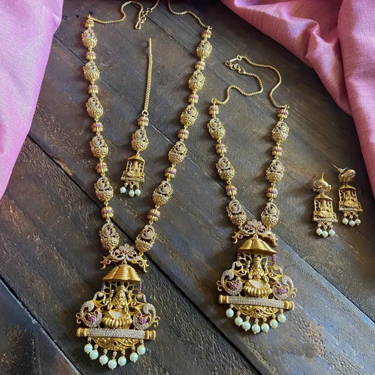 Antique Temple Lakshmi Long Necklace Set – nacklace.shop