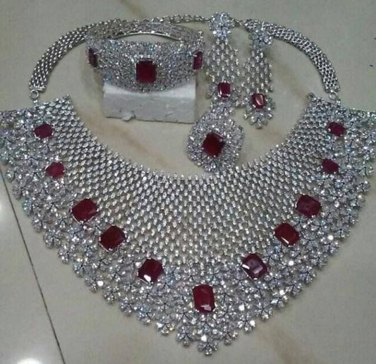 Royal Ruby & Diamond Bridal Necklace Set – nacklace.shop