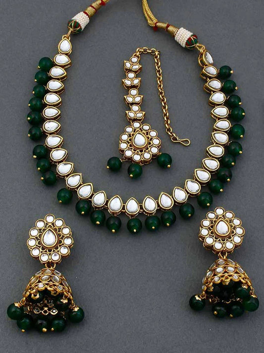 Green Kundan Pearl Necklace Set – nacklace.shop