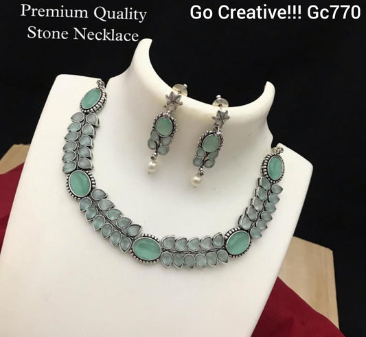 Premium Stone Necklace Set with Mint Green Stones - Nacklace.shop