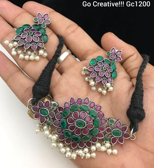 Traditional Peacock Necklace Set with Ruby & Emerald Stones - Nacklace.shop